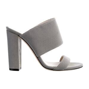 Emerson Fry Block Heel Mules Size US 7 Gray Canvas Double Strap Open Toe Sandals
